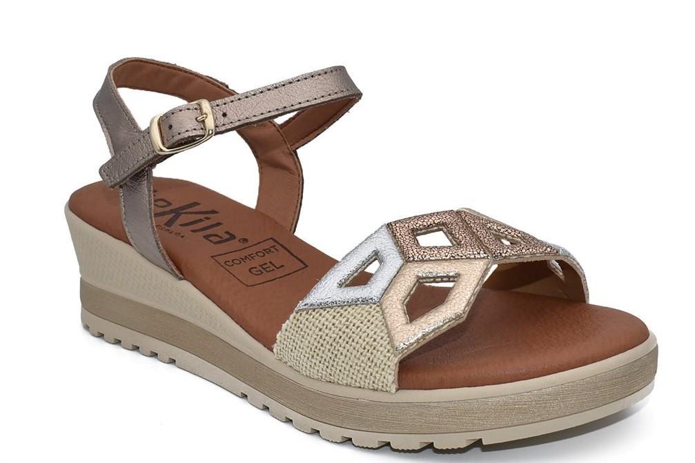 Sandalias con cuña Tekila S-2108 en beige para mujer