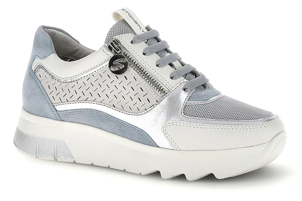 Zapatillas deportivas Stonefly Spock 50 azul con cremallera lateral y plantilla Blusoft Memory