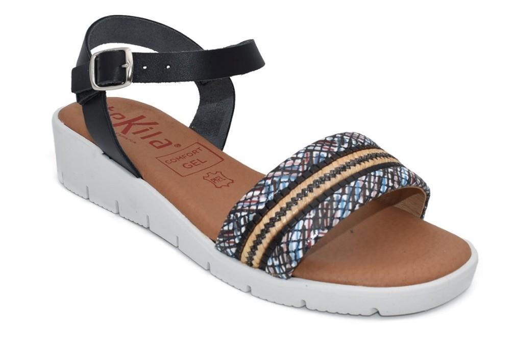 Sandalias con cuña Tekila 1264 en negro para mujer