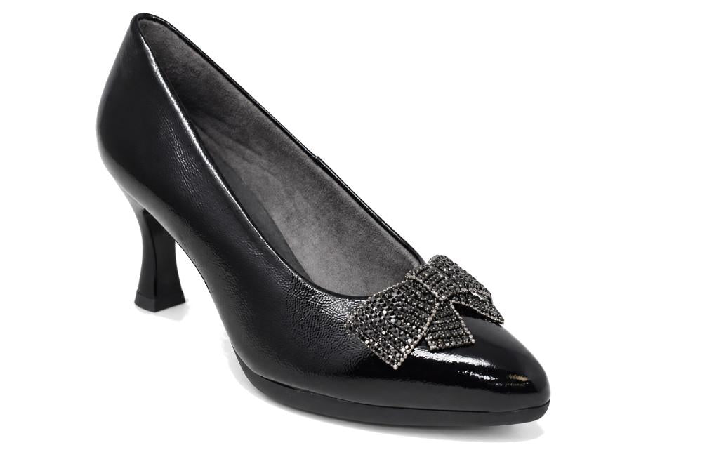 Zapatos de Tacón Pitillos 30531 Negro Mujer – Zapatos de fiesta Charol con Lazo