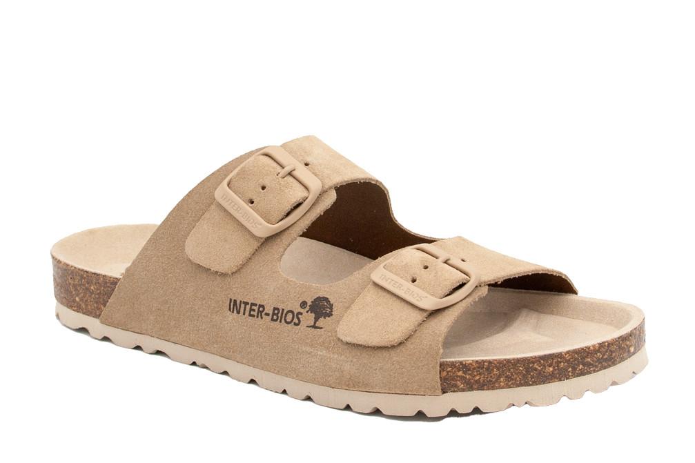 Sandalias Planas Interbios 7600 Beige para Mujer | Sandalias Anatómicas de Piel con Suela Flexible