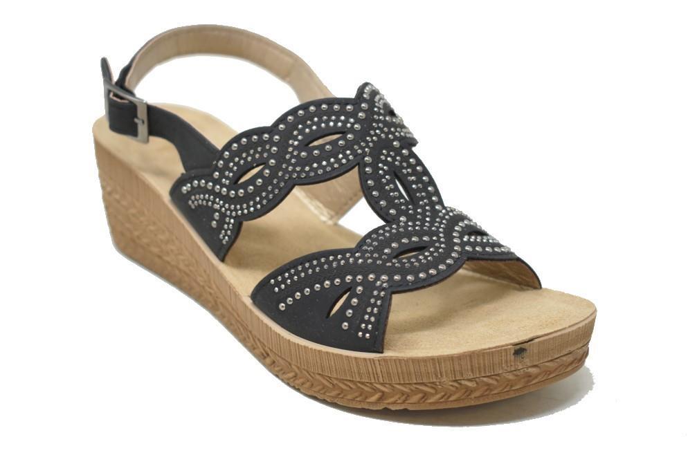 Sandalias con cuña inblu GO000014 en negro