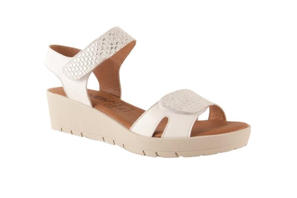 Sandalias con cuña Chamby 899 en blanco para mujer