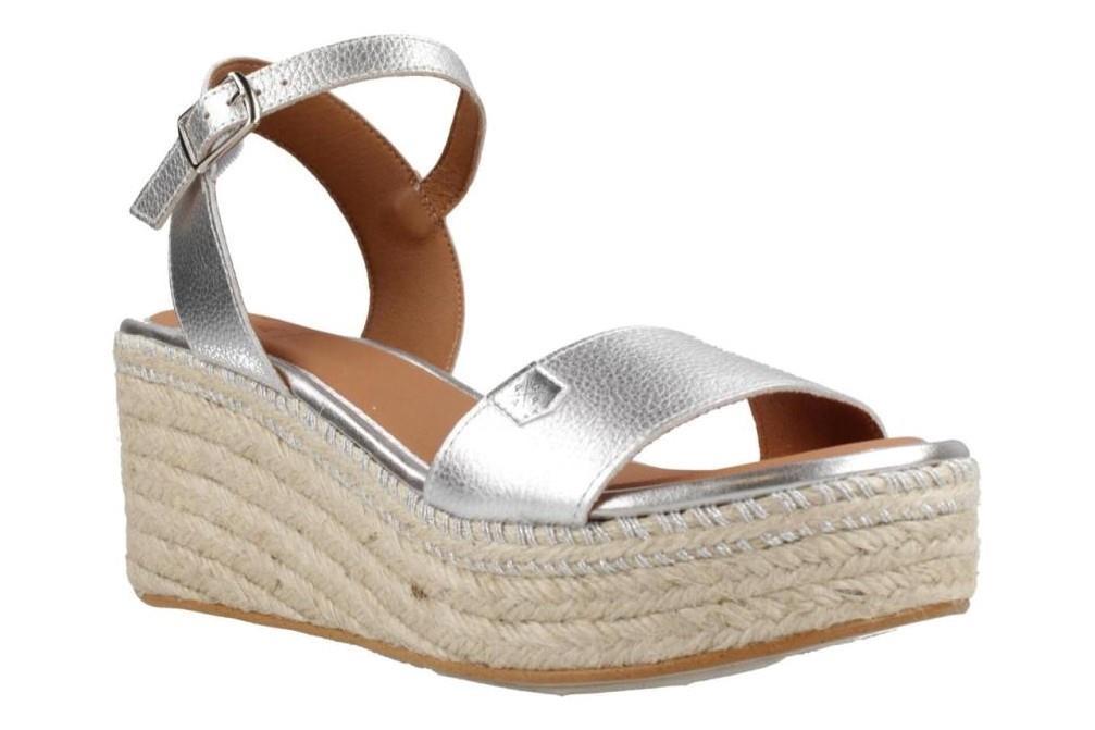 Sandalias con cuña Popa Arambol Laminado en plata para mujer