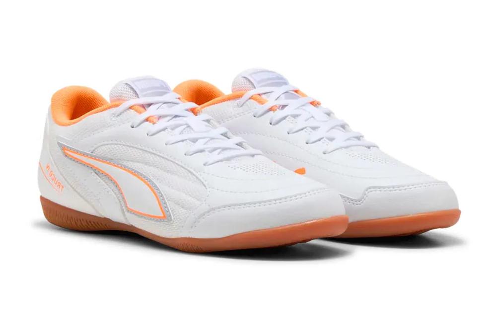 Zapatillas de Fútbol Sala Puma Truco IV 108970 para Niño en Blanco y Naranja