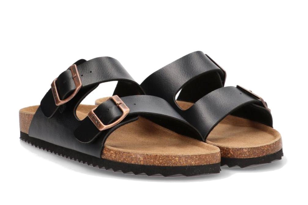Sandalia Bio ETIKA 41012 Negro para Hombre | Sandalias Planas con Hebillas y Plantilla Confort