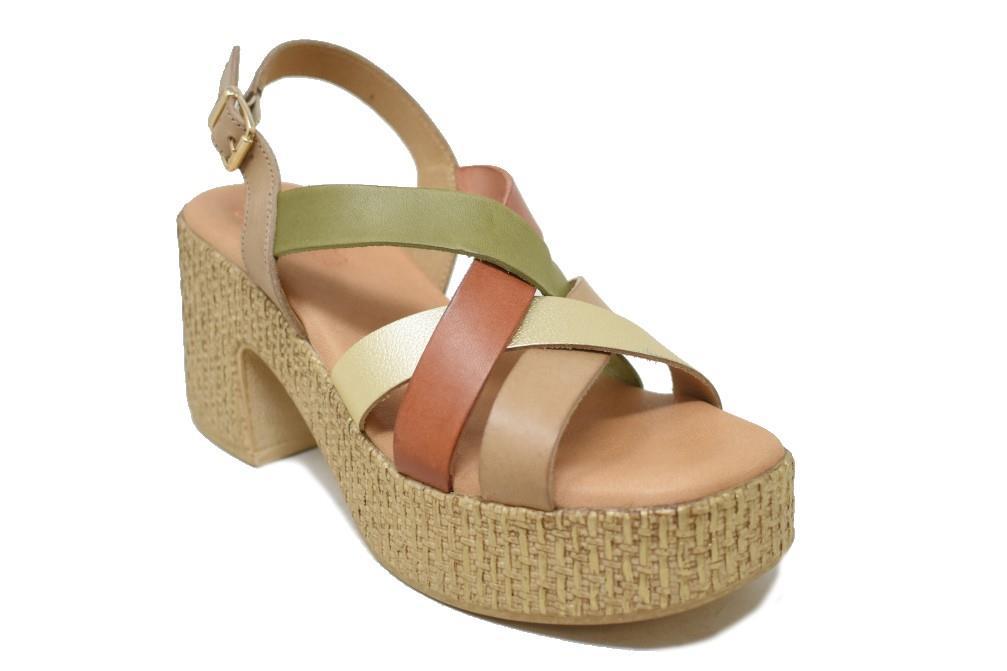 Sandalias con tacón Porronet 3171 en taupe para mujer