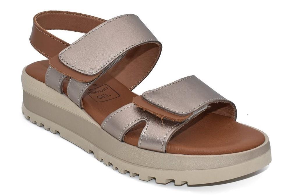 Sandalias con cuña Tekila S107 en cuero para mujer