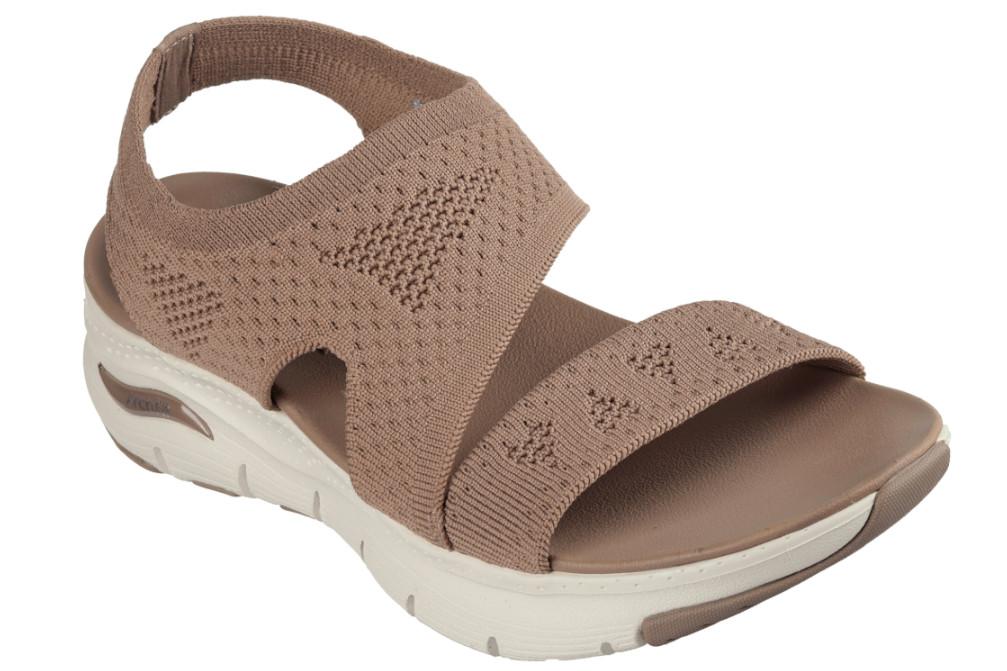 Sandalias deportivas Mujer Skechers Arch Fit 119458 taupe | Plataforma Confort y Soporte Plantar