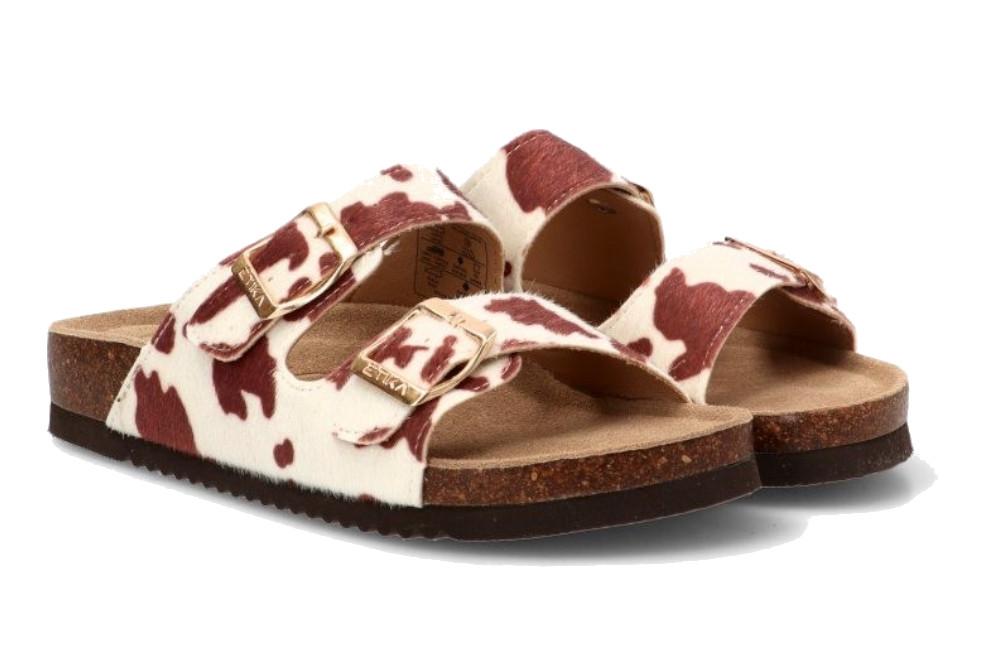 Sandalia Bio ETIKA 10015 Animal Print para Mujer | Sandalia Plana con Hebilla y Plantilla de Piel