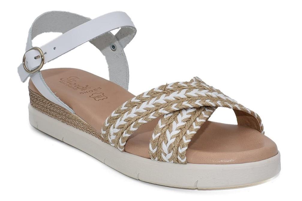 Sandalias con cuña Fiordi 401 en blanco para mujer
