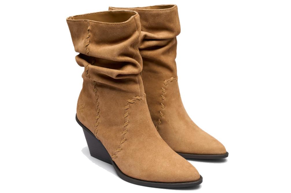 Botín cowboy de piel Popa Allende BS40302 beige trenzado