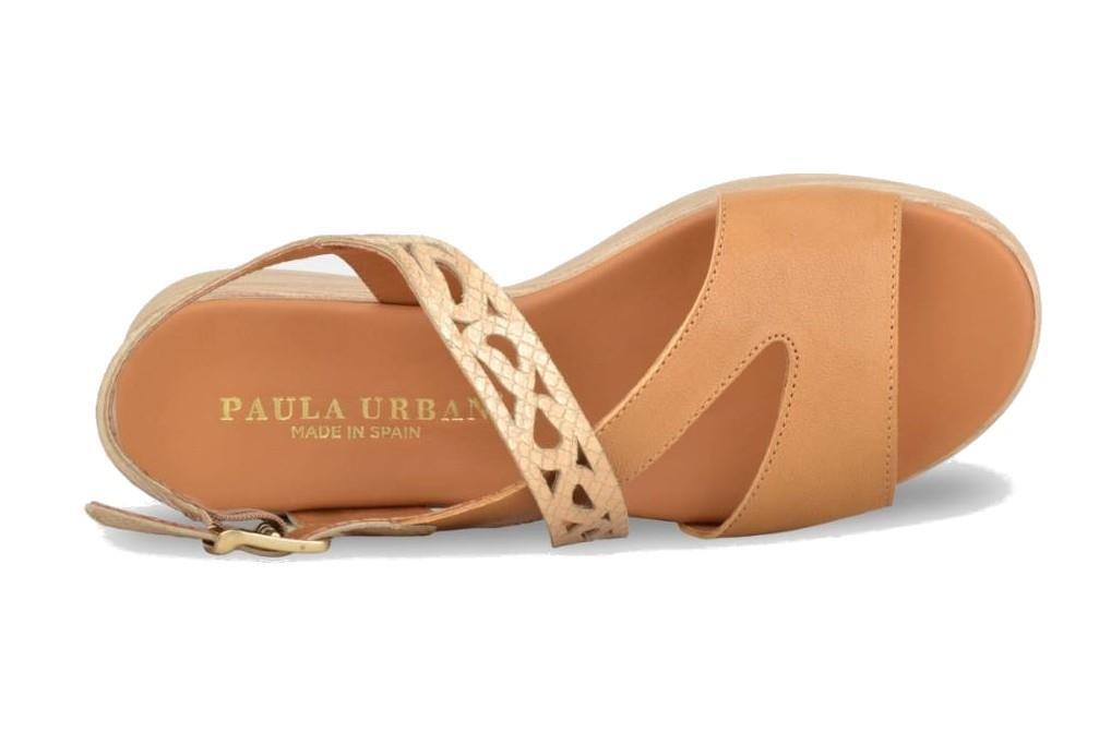 Sandalias planas Paula Urban 30-723 Sunset en platino