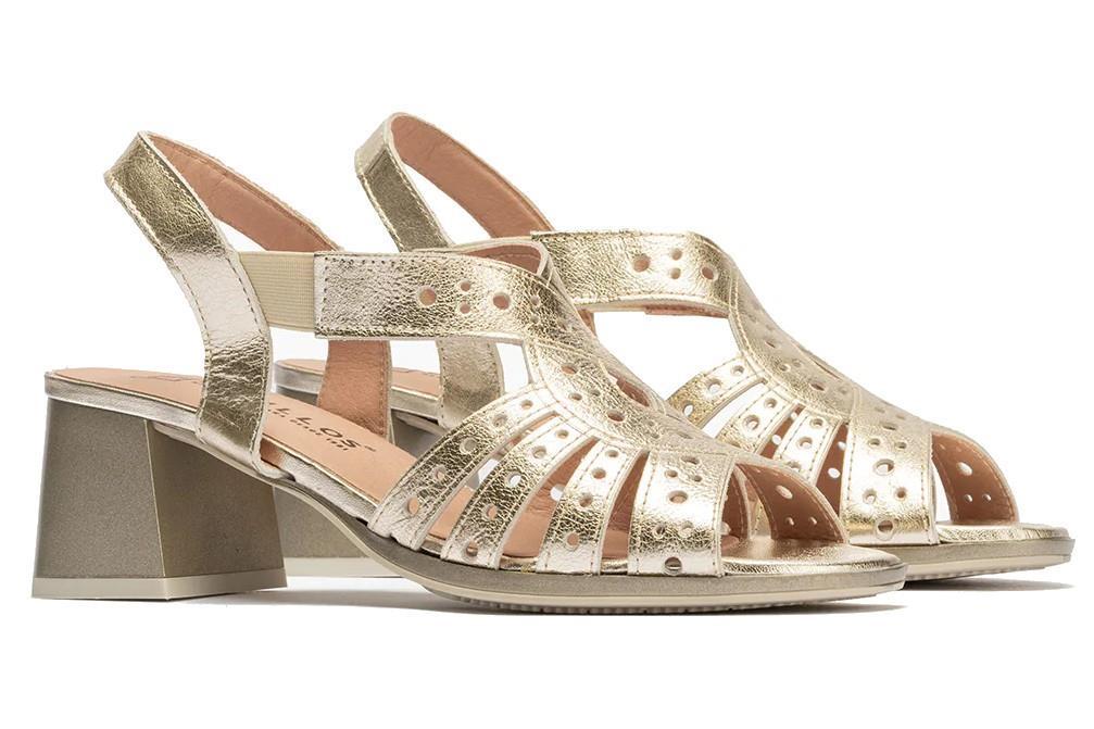 Sandalias con tacón Pitillos 10530 en oro para mujer