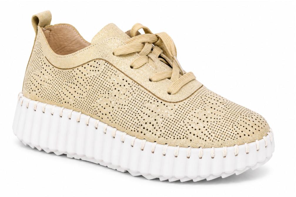 Zapatillas deportivas mujer Walk & Fly Astrid 9837K oro | Sneakers cómodas con cuña