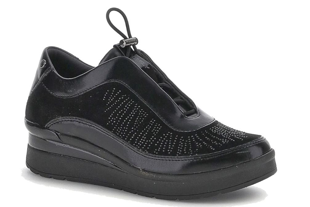 Zapatillas de mujer Stonefly Cream 70 224215 negras con strass