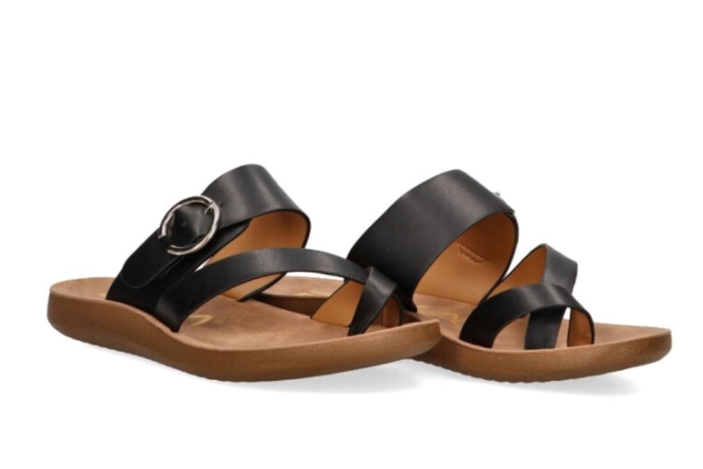 Sandalias planas Etika Katsiki 02 en negro para mujer