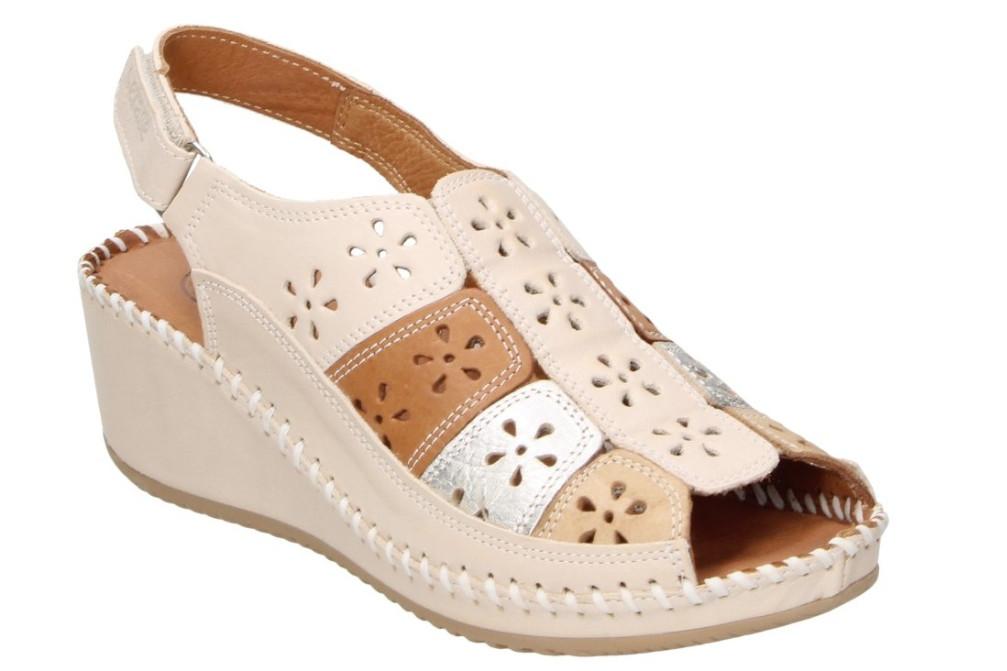 Sandalias cómodas Erase 793-60 hielo para Mujer de Piel con Cuña y Puntera Cerrada | Comodidad y Estilo