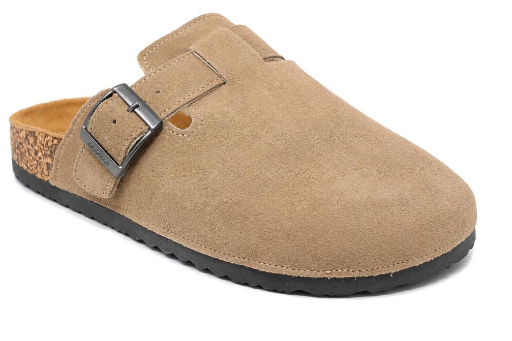 Zuecos bio Isteria 1000 en taupe de Piel Serraje para hombre| Comodidad y Estilo Casual