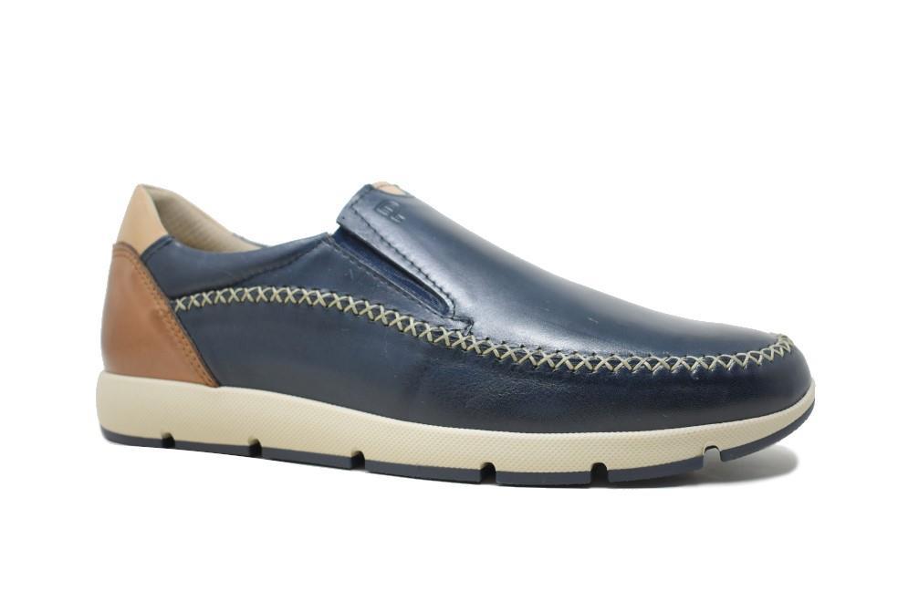 Mocasín Pitillos 4050 para hombre en color azul marino y cuero