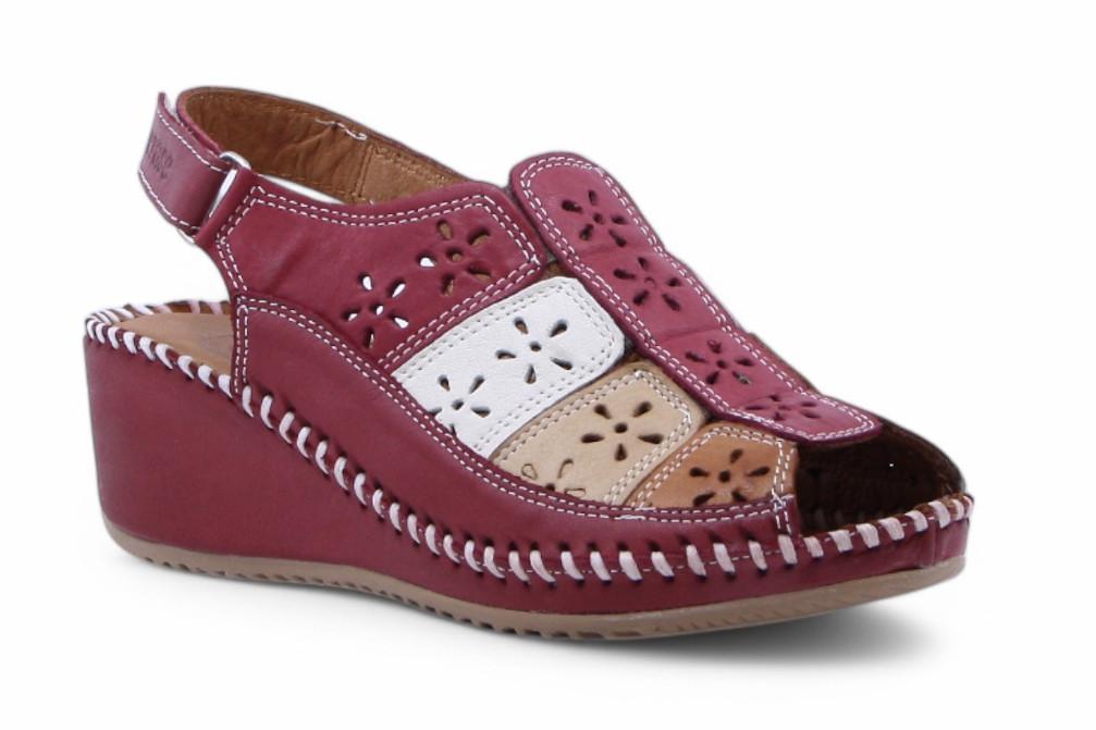 Sandalias cómodas Erase 793-60 burdeos para Mujer de Piel con Cuña y Puntera Cerrada | Comodidad y Estilo