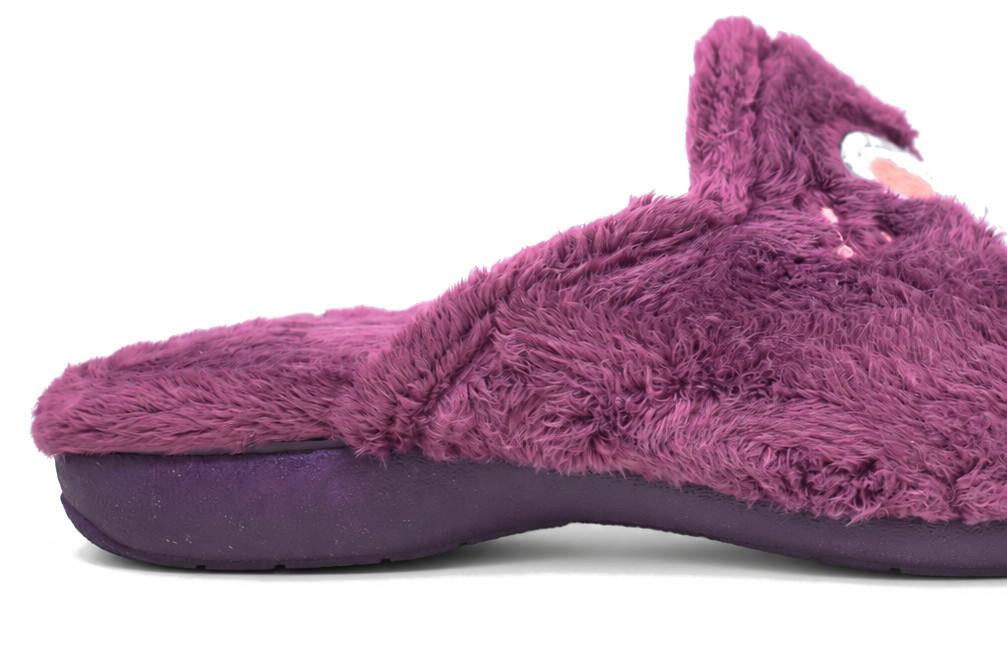 Zapatillas de casa Cabrera 4552 Ratón ciruela con bordado para mujer