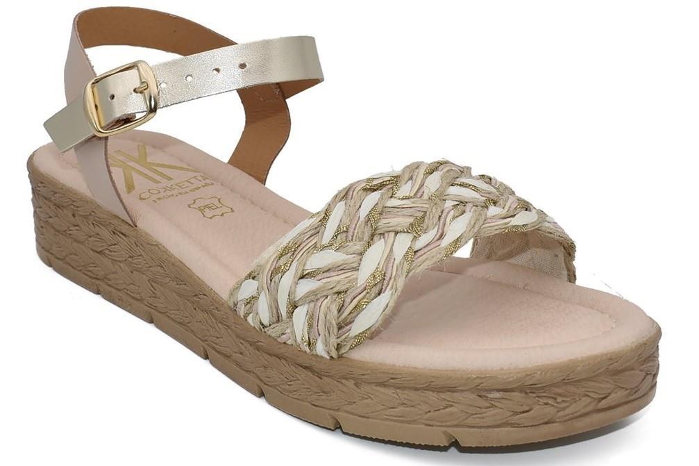 Sandalias con cuña Cokketa 1501 en beige para mujer