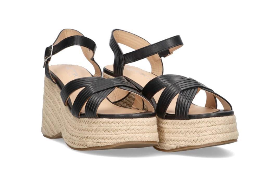 Sandalias con cuña Etika Alcaidesa 20024 en negro para mujer