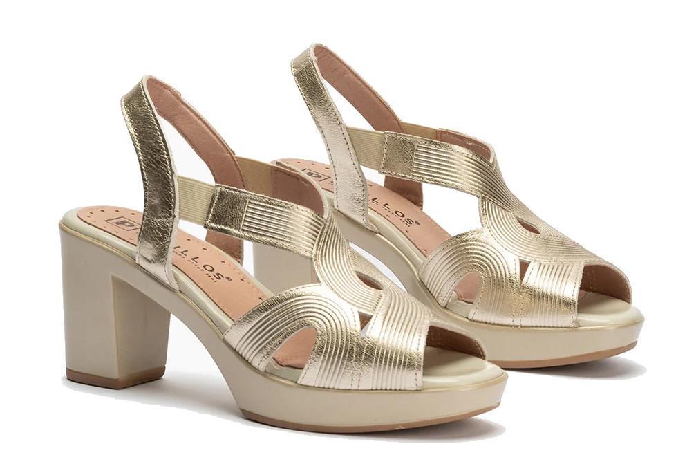 Sandalias de tacón Pitillos 20121 en oro para mujer