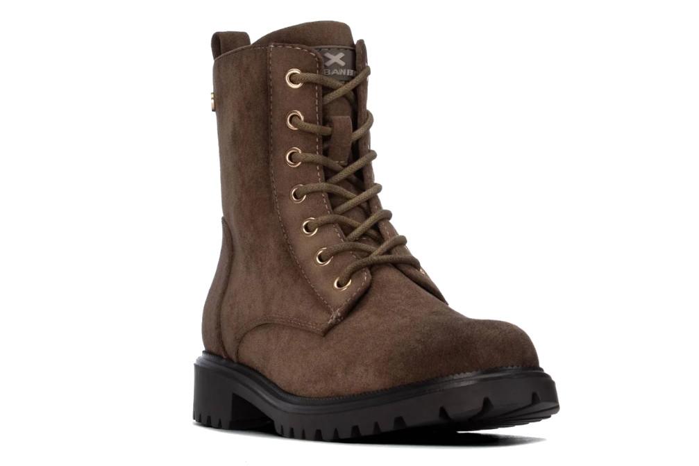 Botines militares planos mujer XTI 146243 en taupe con cordones