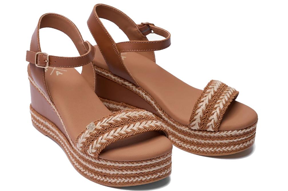 Sandalias con cuña Arambol Gallery en cuero de Yute y Hebilla