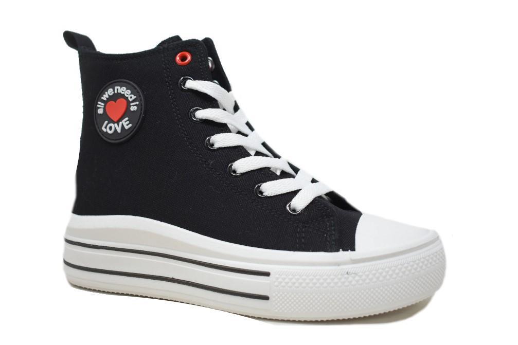 Zapatillas de lona W0308 en negro para mujer