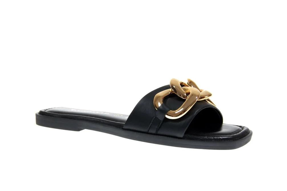 Sandalias Planas de Pala Tamaris 27119TA Negras para Mujer | Piel Natural y Plantilla Confort