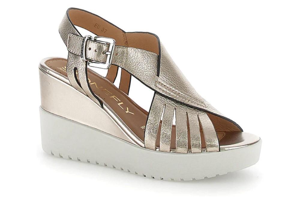 Sandalias con cuña Stonefly Ely 18 en platino para mujer