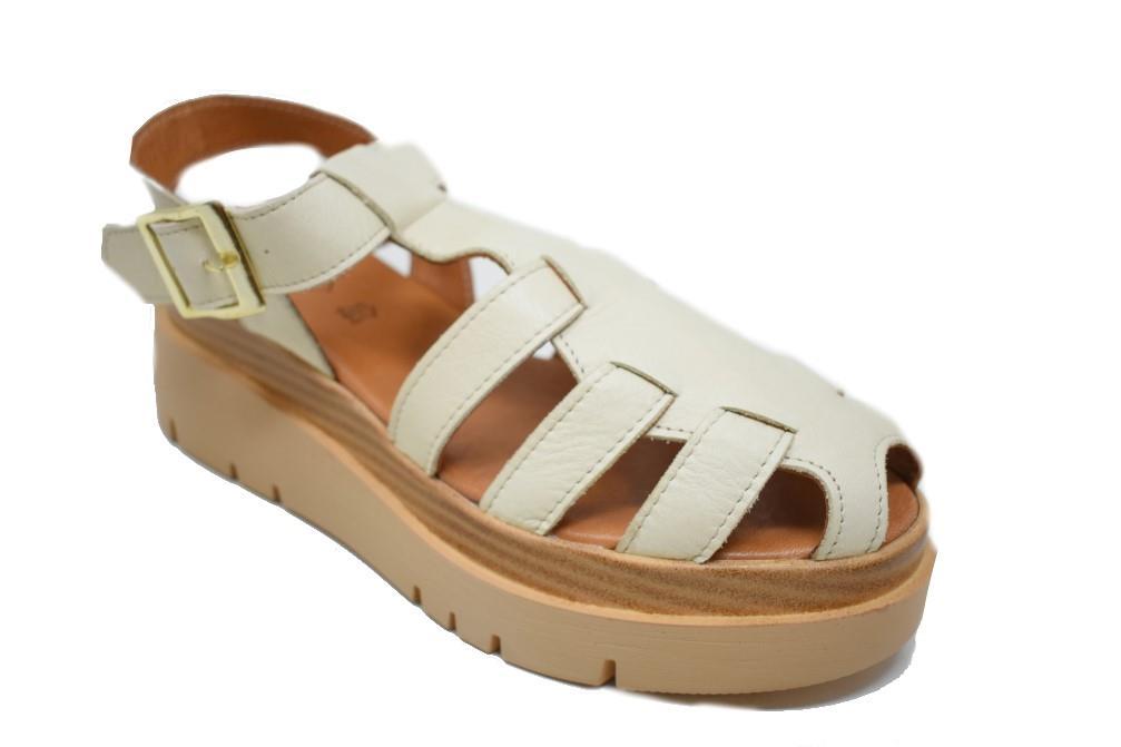 Sandalias cangrejeras TOP3 20634 para mujer en beige