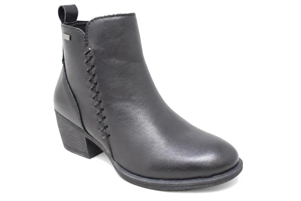 Botines de piel Kangaroos Bonaventure B776-11 negros con tacón bajo para mujer