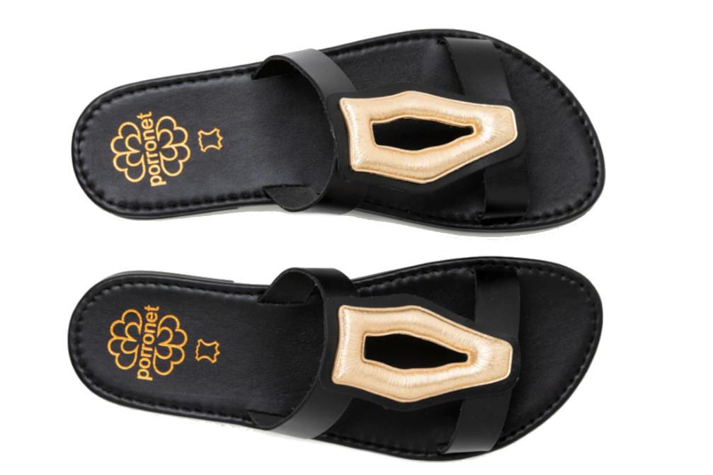 Sandalias Planas Porronet Aleida Mujer Piel Negro