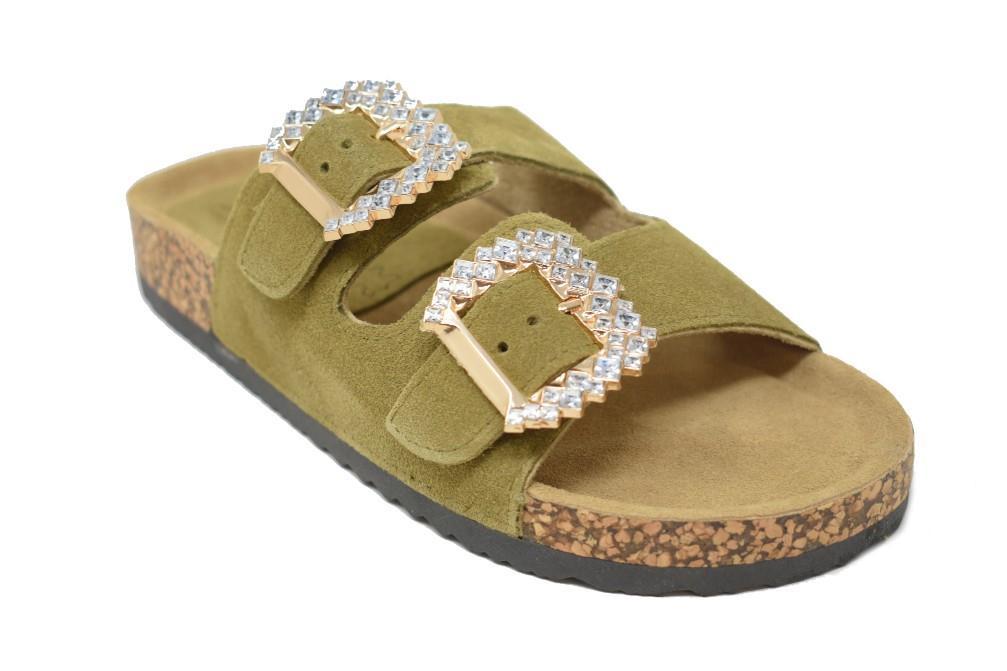 Sandalias bio planas Isteria 29229 en caqui para mujer
