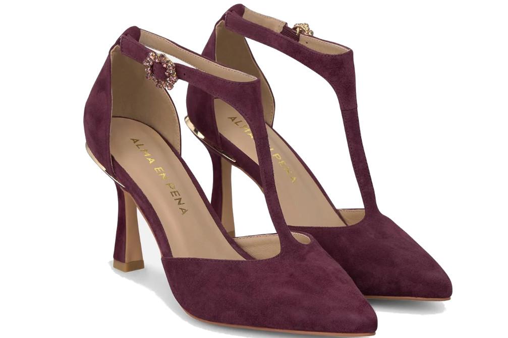 Zapato de tacón para fiesta Alma en Pena I260244 en wine de piel de mujer