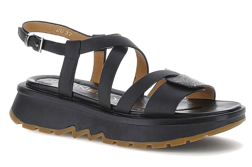 Sandalias de Cuña Stonefly 223692 Star 9 Negro para Mujer en Piel de Becerro | Comodidad y Elegancia