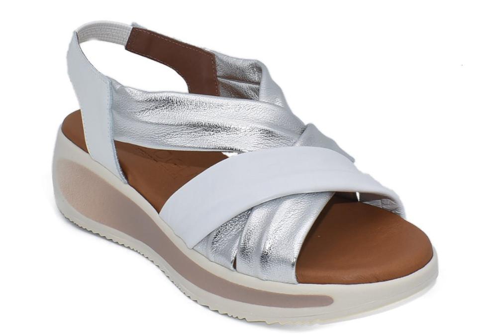 Sandalias con Cuña Media InVogue 6059 blanco Mujer | Piel, Plantilla Gel y Máximo Confort