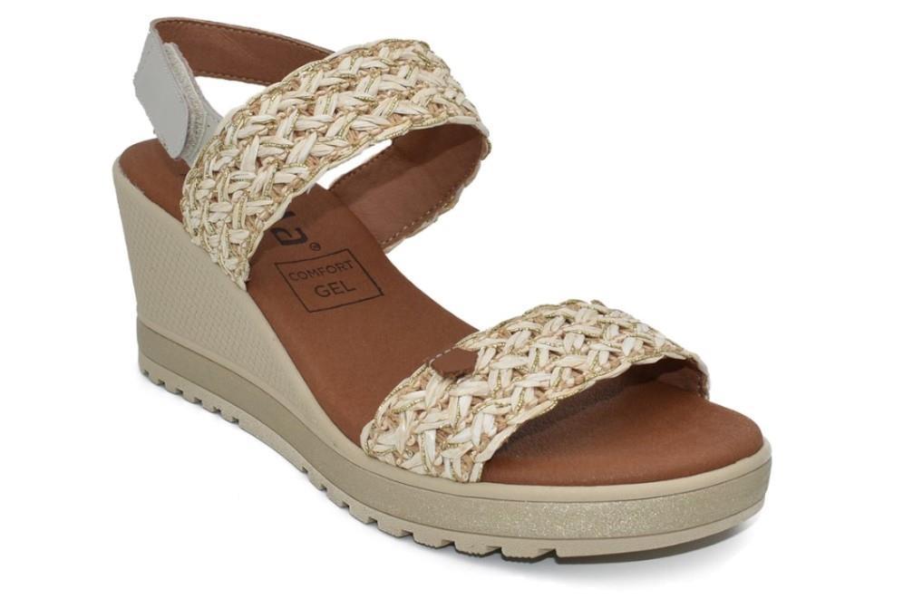 Sandalias con cuña Tekila 8463 en beige para mujer