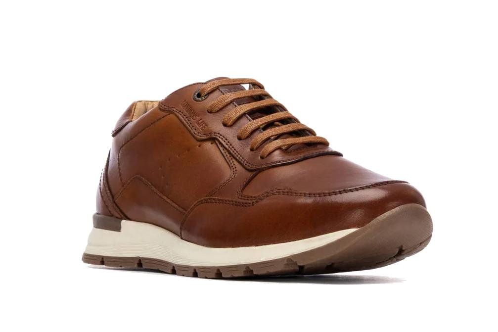 Zapatillas deportivas Carmela 163907 para hombre camel de Piel Casual con Cordones y Suela Antideslizante
