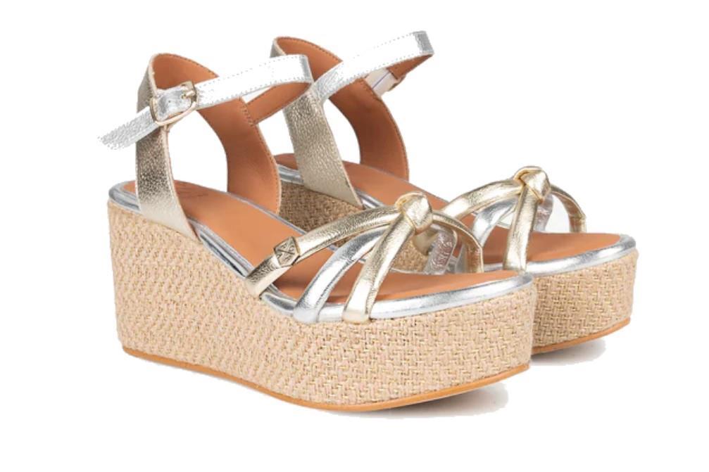 Sandalias con cuña Popa Tampa en Plata y Oro para mujer