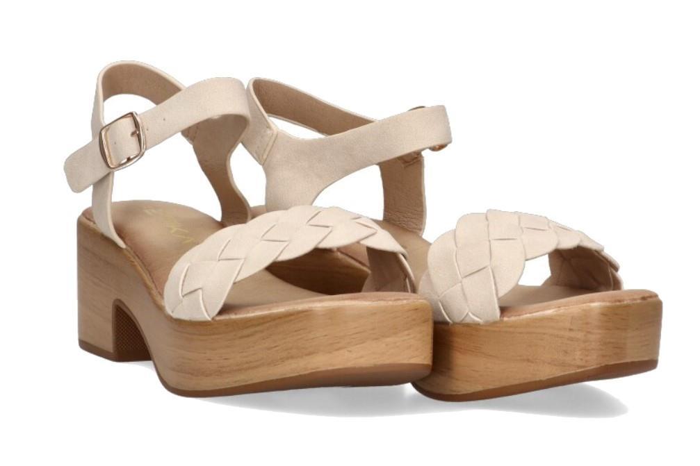 Sandalias de tacón bajo Etika 30020 en beige para mujer