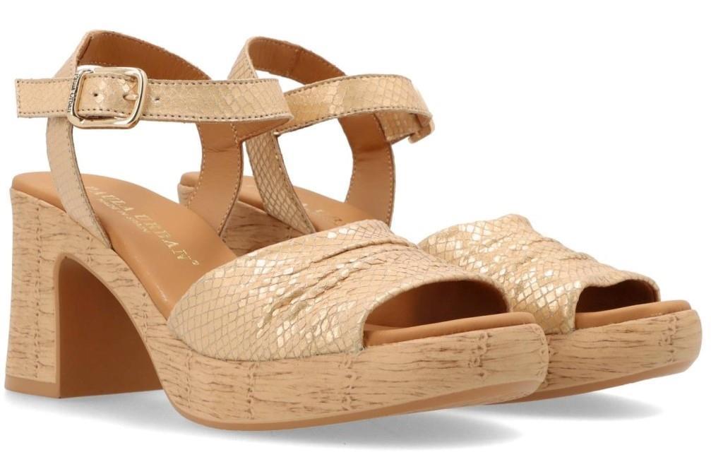 Sandalias con tacón Paula Urban 32-743 en platino para mujer
