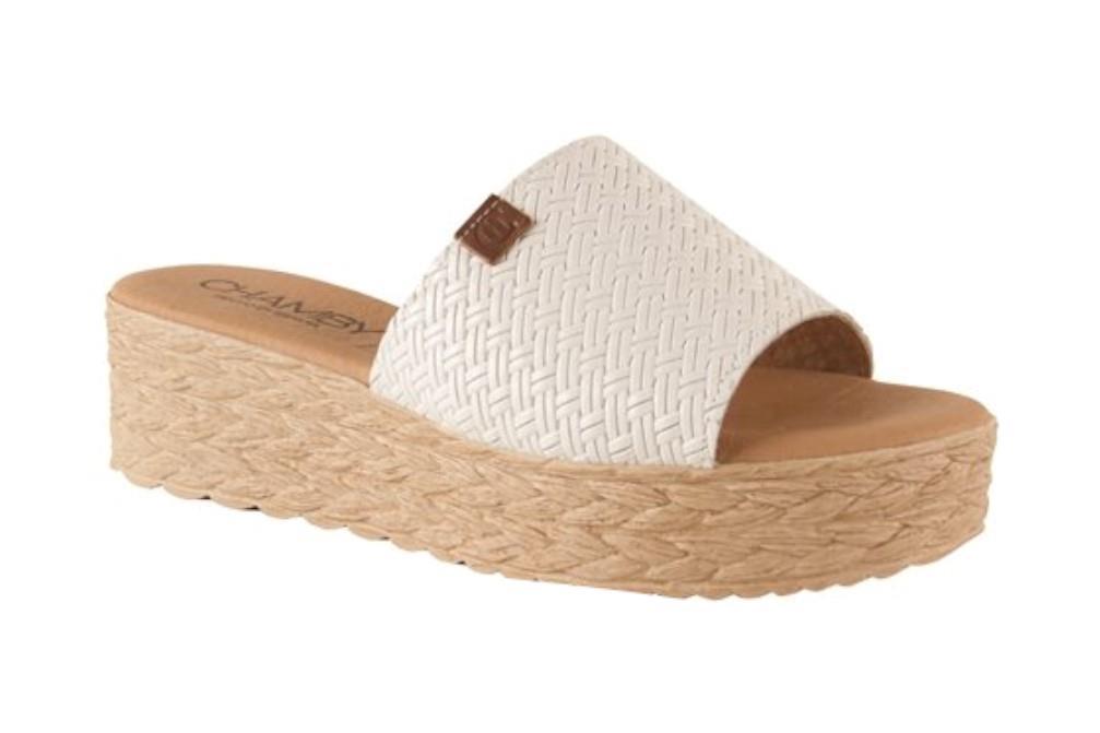 Sandalias con cuña Chamby 326 en blanco para mujer