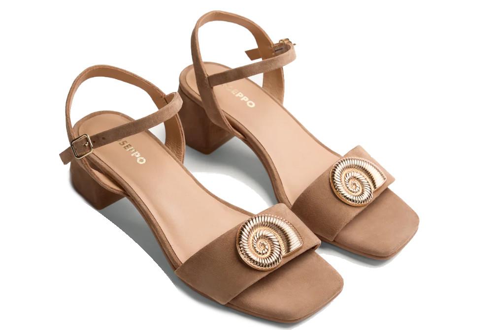 Sandalias de tacón medio de piel Gioseppo Verndale 79090 cuero con detalle joya – cómodas y elegantes