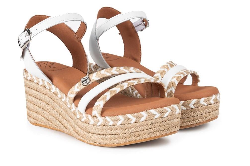 Sandalias con cuña Popa Albany Cuerda en blanco para mujer