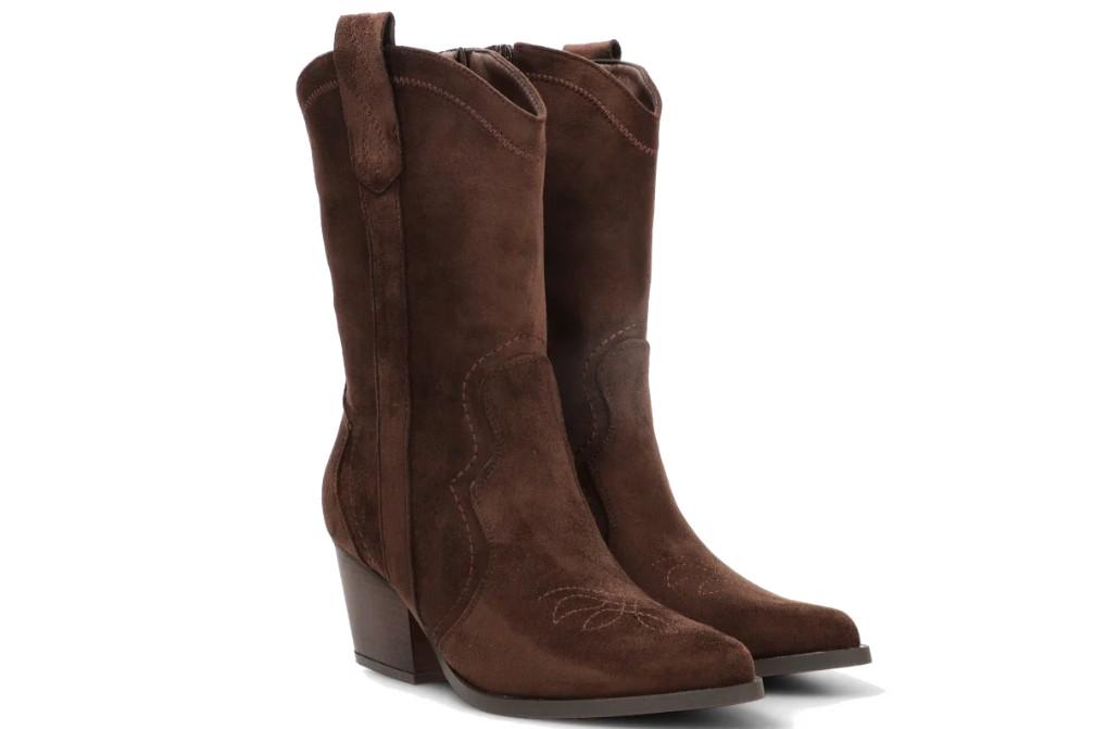 Botas cowboy Etika Martina 110564 café con detalle zigzag